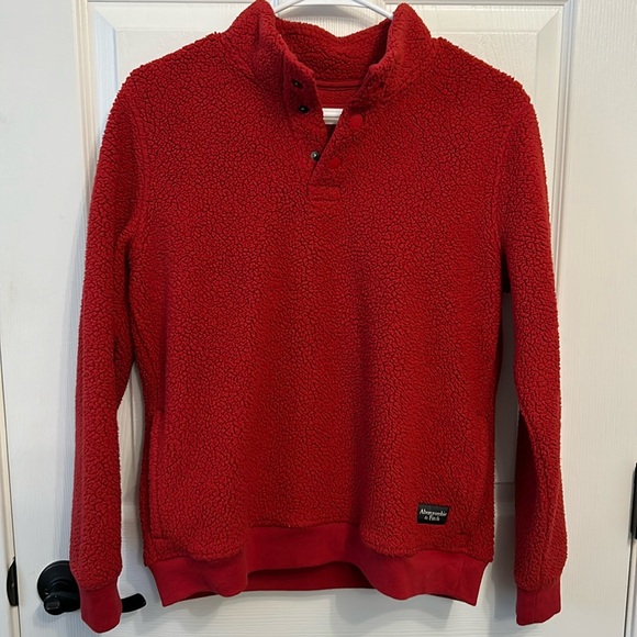 Abercrombie Kids 1/4 button Sherpa. Dark red color. Size 13/14. Excellent cond. - Picture 1 of 8